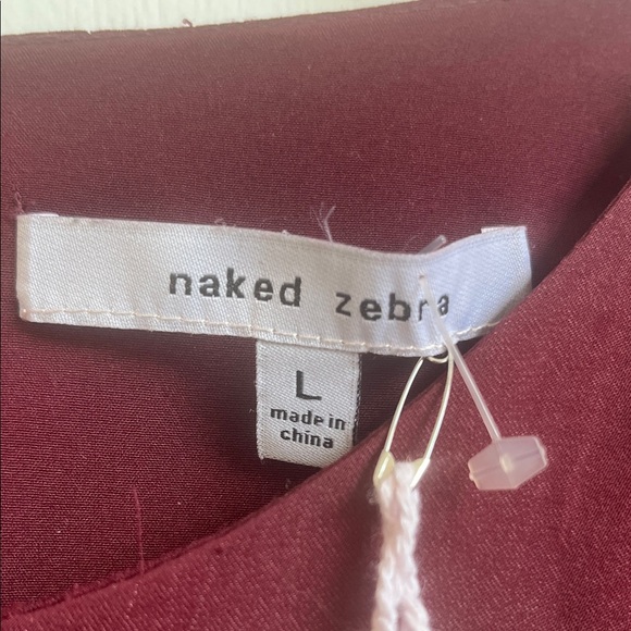 Elegant Burgundy Naked Zebra Ruffle Sleeve Dress Size Large - Picture 2 of 7